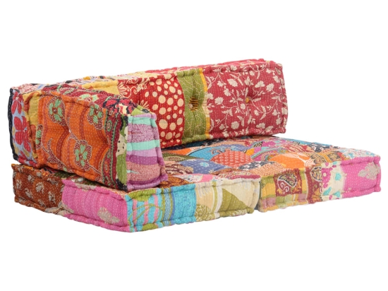 Κάθισμα πουφ patchwork υφασμάτινο 120x80x45 εκ