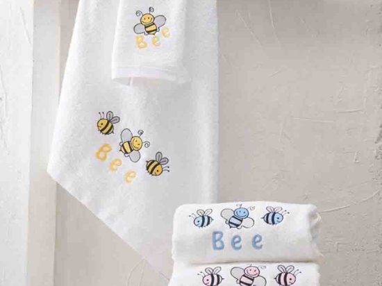Honey bee σετ πετσέτες παιδικές 2 τεμαχίων σε σιελ χρώμα