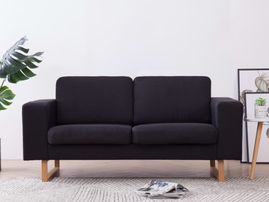 Καναπές διθέσιος μαύρος υφασμάτινος 156x82x75 εκ