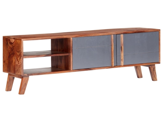 Έπιπλο τηλεόρασης γκρι από μασίφ ξύλο sheesham 140x30x45 εκ