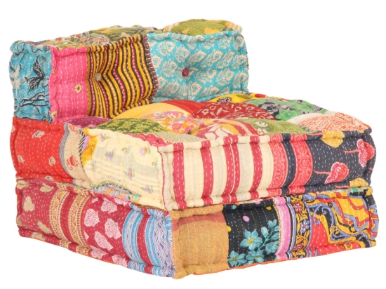 Κάθισμα πουφ αρθρωτό patchwork υφασμάτινο 57x67x51 εκ