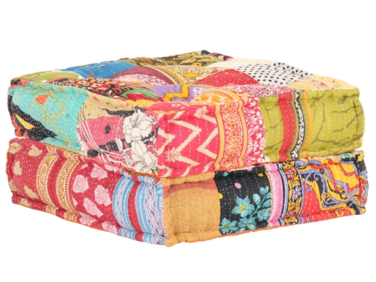 Πουφ patchwork υφασμάτινο 60x70x36 εκ