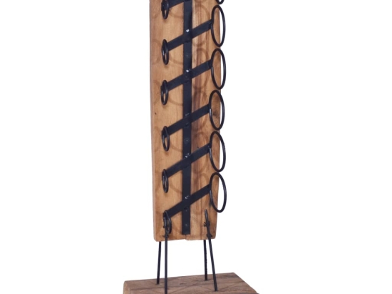 Κάβα κρασιών για 6 φιάλες από μασίφ ξύλο teak 35x35x100 εκ