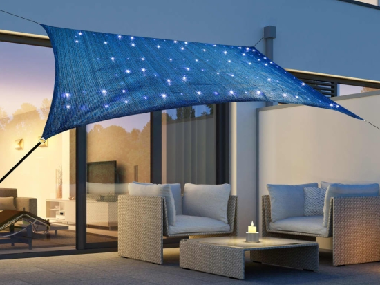 HI Ηλιακό Πανί με 100 LED Ανοιχτό Μπλε 2 x 3 μ.