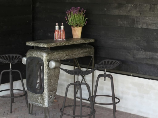 Esschert Design μεταλλικό σκαμπό μπαρ σε γκρι απόχρωση 51x48x72 εκ