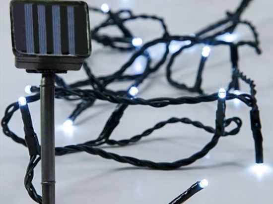 Solar 96 Led λαμπάκια με ηλιακό συλλέκτη σε πράσινο καλώδιο IP44 λευκό ψυχρό φως 10μ