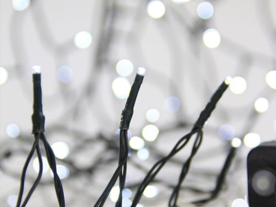 1500 Led λαμπάκια με 8 προγράμματα μετασχηματιστή ρεύματος και πράσινο καλώδιο IP44 λευκό ψυχρό φως 75μ