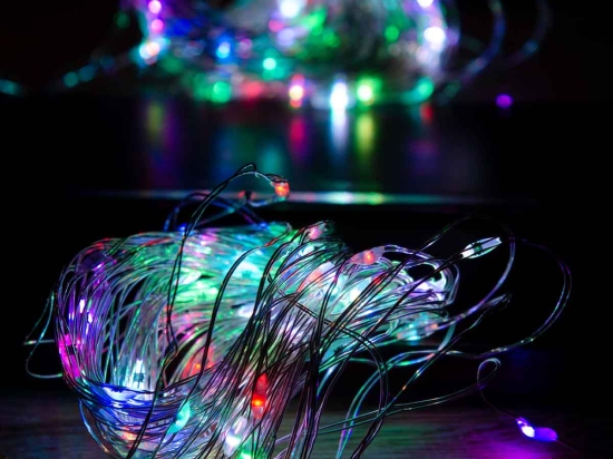 100 Led Flashing RGB λαμπάκια αδιάβροχα με ασημί καλώδιο χαλκού 10μ