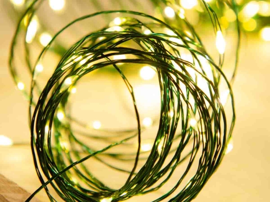 200 Led λαμπάκια αδιάβροχα με πράσινο καλώδιο χαλκού και θερμό λευκό φως 20μ