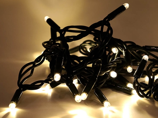 100 LED λαμπάκια με επεκτεινόμενο πράσινο καλώδιο καουτσούκ IP44 και θερμό λευκό φως 10μ