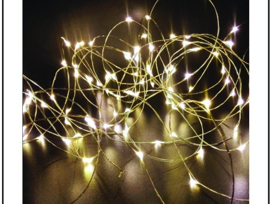 100 Led λαμπάκια αδιάβροχα μπαταρίας ή ρεύματος με χρονοδιακόπτη με ασημί χάλκινο καλώδιο και soft white φως 10μ