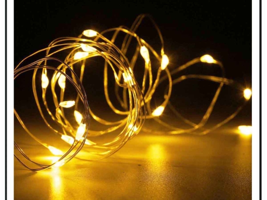 20 Led λαμπάκια μπαταρίας με χάλκινο καλώδιο και θερμό λευκό φως 2μ