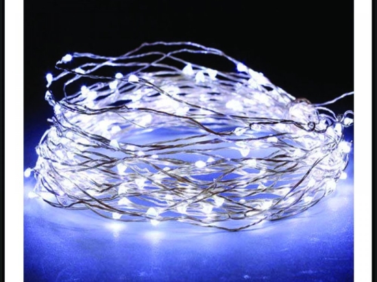 100 Led λαμπάκια αδιάβροχα με 8 προγράμματα χάλκινο καλώδιο και λευκό ψυχρό φως 10μ