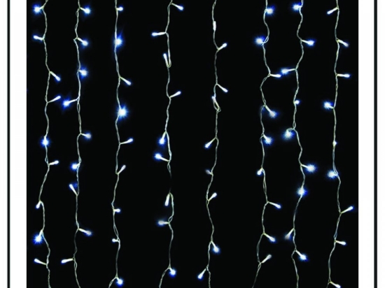 300 Led λαμπάκια κουρτίνα με διάφανο επεκτεινόμενο καλώδιο και λευκό ψυχρό φως 2x2μ