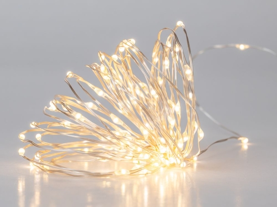 100 LED λαμπάκια flashing μπαταρίας με χρονοδιακόπτη με ασημί καλώδιο χαλκού IP44 και soft λευκό φως 10μ