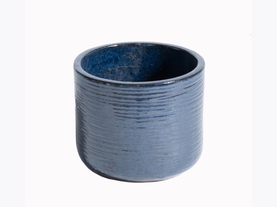 Pearl Blue κεραμικό στρογγυλό κασπώ σε μπλε χρώμα 24x20 εκ