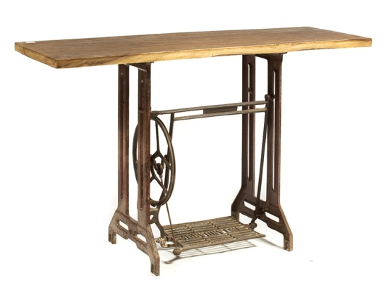 Κονσόλα από ξύλο teak με καφέ σιδερένια βάση 120x40x80 εκ
