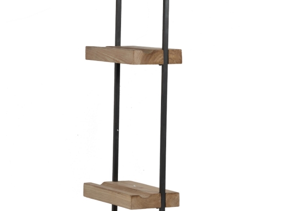 Shelves μεταλλικό επιτοίχιο ράφι σε μαύρο χρώμα με δύο ξύλινες επιφάνειες σε φυσική απόχρωση 30x15x69 εκ