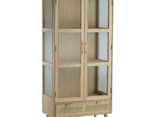 Pru βιτρίνα ξύλινη σε φυσική απόχρωση 72x39x159 εκ 
