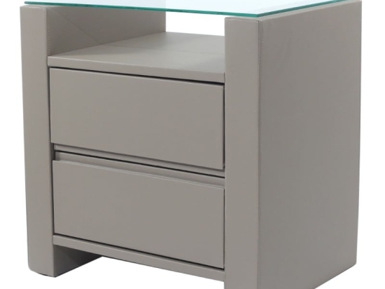 Etrau ξύλινο μασίφ γκρι κομοδίνο 57x42x59 εκ