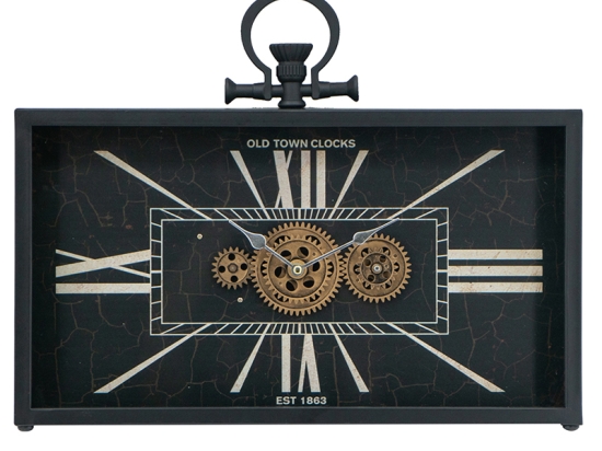 Gears μεταλλικό επιτραπέζιο ρολόι σε μαύρο χρώμα με γρανάζια 45x8x33 εκ
