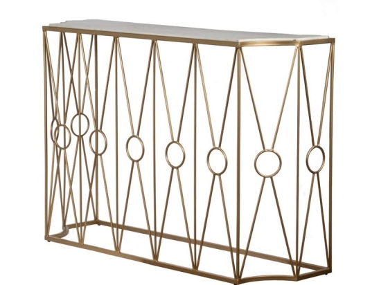Marble μεταλλική κονσόλα σε χρυσό χρώμα 120x35x81 εκ