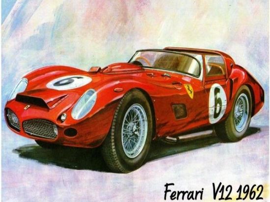 Χειροποίητος πίνακας Ferrari 1962 25x20 εκ