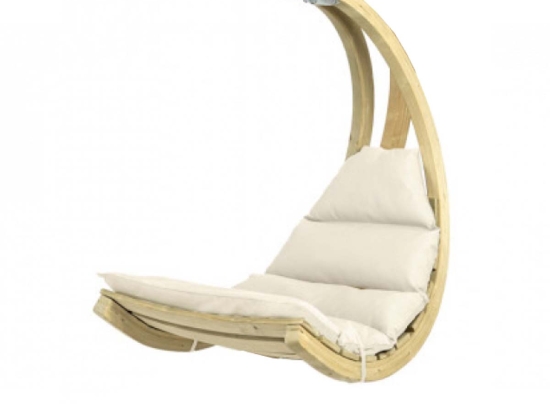 Αιώρα κάθισμα Swing Chair κούνια ξύλινη με εκρού μαξιλάρι 73x116x177 εκ