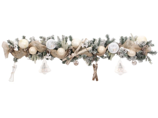 Christmas Snow Χριστουγεννιάτικη γιρλάντα έτοιμη στολισμένη με λαμπάκια 135 εκ