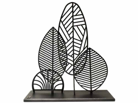 Metallic Leafs χειροποίητο επιτραπέζιο μεταλλικό διακοσμητικό με φύλλα σε μαύρη απόχρωση 35x15x40 εκ