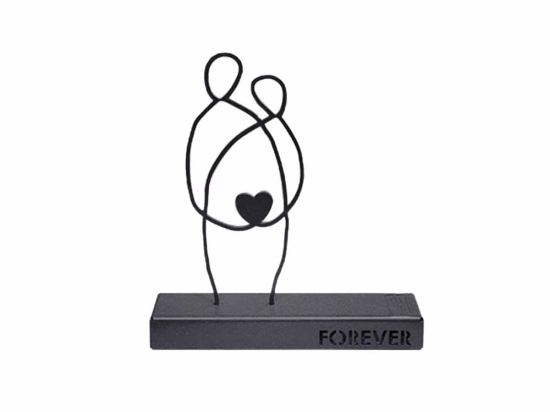 Forever Together επιτραπέζιο μεταλλικό διακοσμητικό με φιγούρες με καρδιά και επιλογή απόχρωσης 25x4x28 εκ