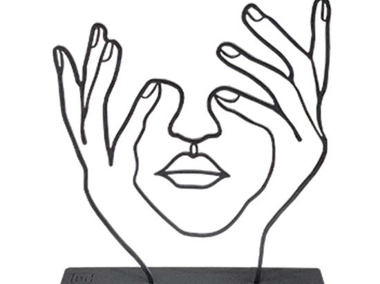Woman's Face χειροποίητο επιτραπέζιο μεταλλικό διακοσμητικό με φιγούρα γυναίκας και επιλογή απόχρωσης 25x5x28 εκ