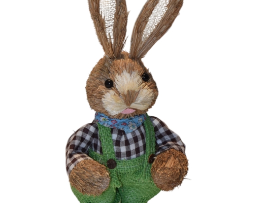 Mr Grass Rabbit πασχαλινή διακοσμητική φιγούρα λαγού με πράσινο παντελόνι 32 εκ