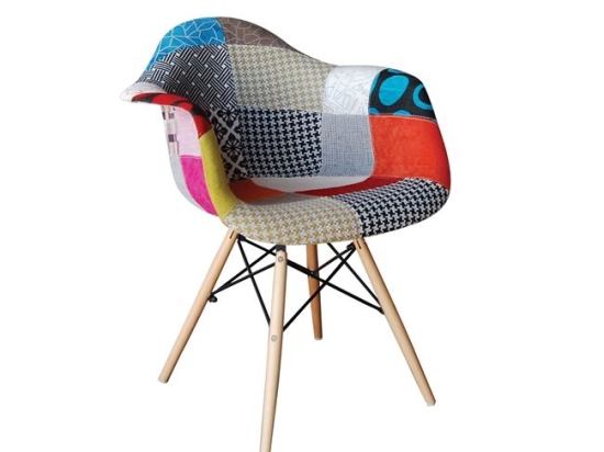 Alea wood πολυθρόνα pp με ύφασμα patchwork