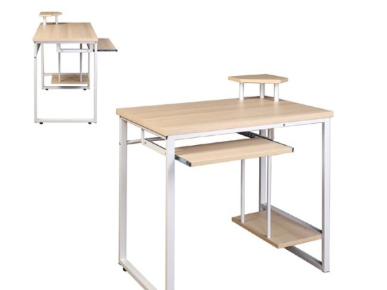 Γραφείο μεταλλικό λευκό με mdf οξυά 85x55x76 εκ