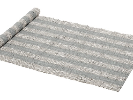 Runner από ψάθα με ρίγες σε γαλάζια απόχρωση 45x150 εκ