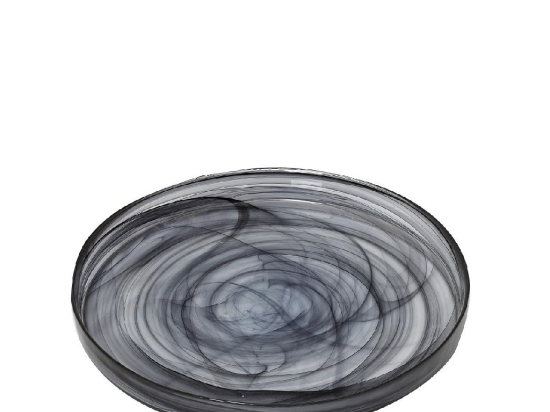 Στρογγυλό πιάτο Atlas alabaster σε μαύρο χρώμα σετ των έξι τεμαχίων 21 εκ