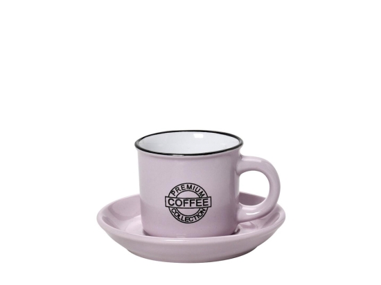 Coffee φλυτζανάκι με πιατάκι για εσπρέσο σε ροζ απόχρωση σετ των δώδεκα τεμαχίων 90 ml 11x6 εκ
