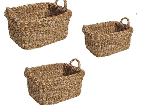 Boho καλάθια από seagrass σετ των τριών σε τρία μεγέθη