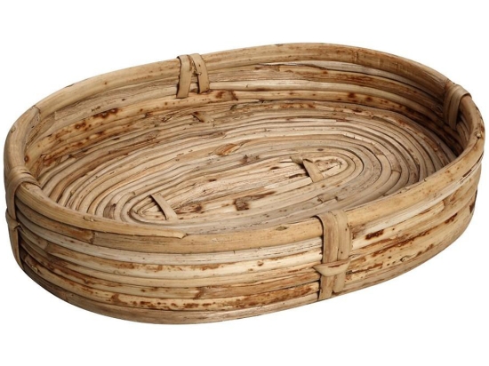 Boho ψωμιέρα οβάλ από ξύλο 30x20x8 εκ