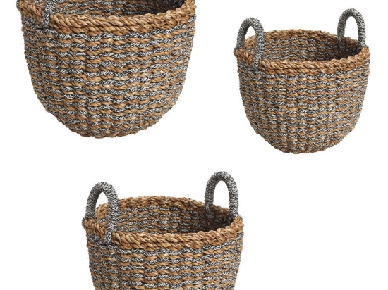 Καλάθια boho από seagrass σε τρία μεγέθη σετ των τριών