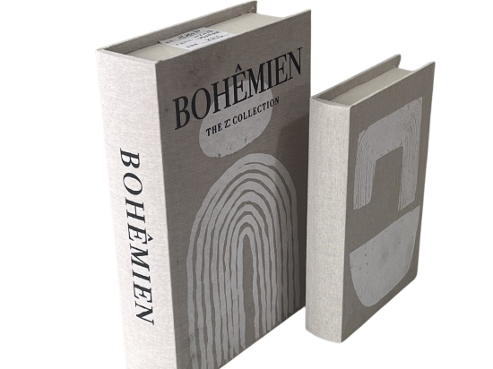 Bohemian ξύλινα κουτιά αποθήκευσης σε σχήμα βιβλίου σετ δύο τεμαχίων