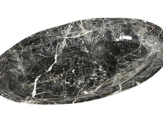 Πιατέλα οβάλ Marble σε μαύρο χρώμα σετ των δύο τεμαχίων 33x22 εκ