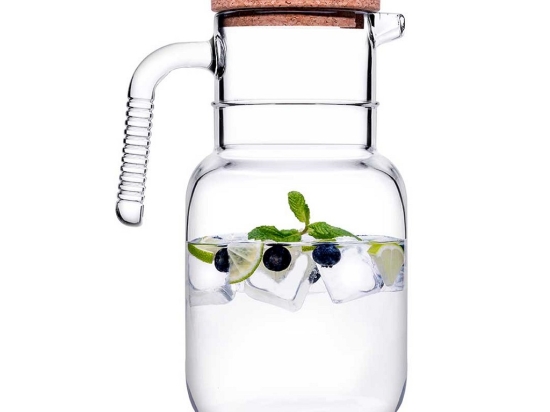 Hoop Jug κανάτα γυάλινη με καπάκι απο φελλό 1500ml 16x22.4 εκ 