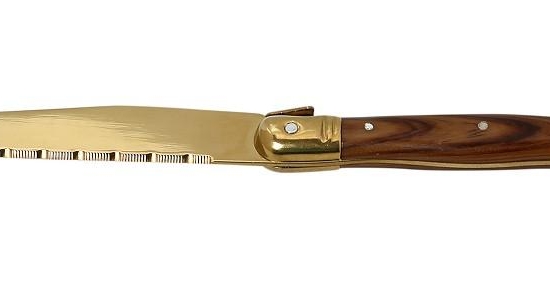 Antique cut μαχαίρι steak επίχρυσο με ξύλινη λαβή σετ των δώδεκα τεμαχίων 23 εκ