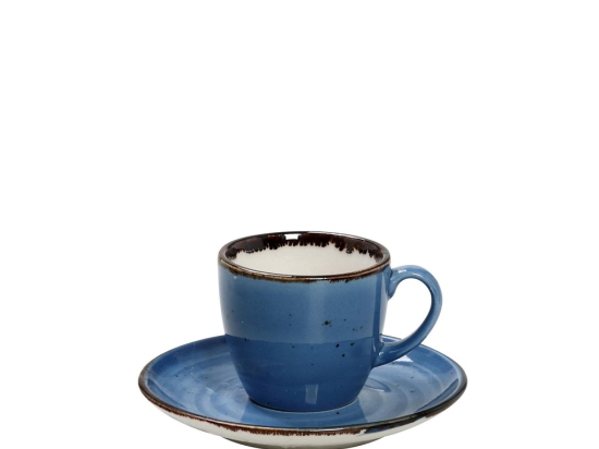 Terra Blue φλυτζανάκι και πιατάκι για espresso σετ των έξι τεμαχίων 90 ml 12x6 εκ