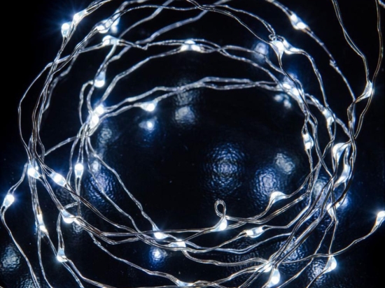 100 Led λαμπάκια IP44 με οκτώ προγράμματα ασημί χάλκινο καλώδιο και ψυχρό λευκό φως 5μ