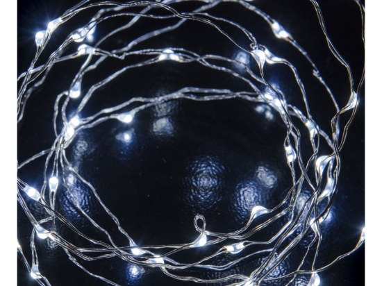 50 MicroLed λαμπάκια αδιάβροχα μπαταρίας με χάλκινο καλώδιο και λευκό ψυχρό φως 2.5μ