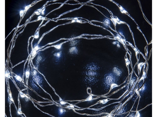 100 Led λαμπάκια μπαταρίας αδιάβροχα ασημί χάλκινο καλώδιο και λευκό θερμό φως 5μ