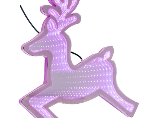 Φωτιζόμενο ελάφι 3D Led σε ροζ χρώμα με ρεύμα 40 εκ